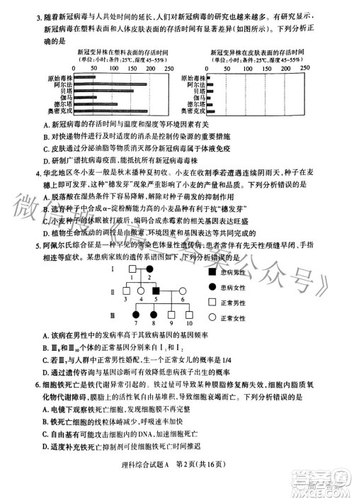 2022年山西省级名校联考二冲刺卷理科综合试题及答案