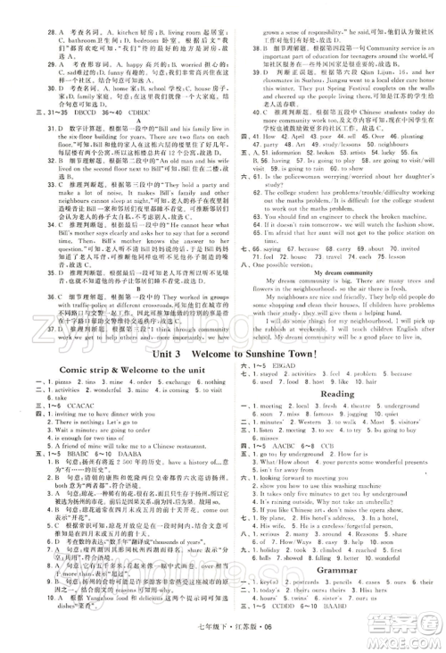 新疆少年儿童出版社2022学霸题中题七年级下册英语江苏版参考答案 新疆少年儿童出版社2022学霸题中题七年级下册英语江苏版参考答案