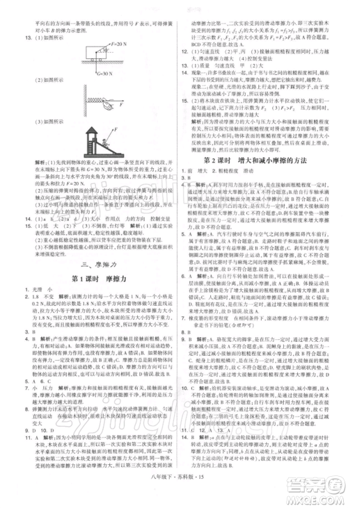 新疆少年儿童出版社2022学霸题中题八年级下册物理苏科版参考答案