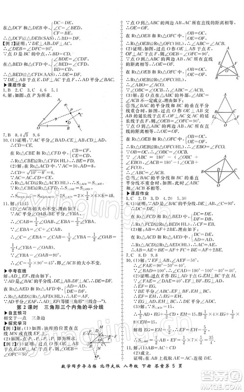 郑州大学出版社2022新学案同步导与练八年级数学下册北师大版答案