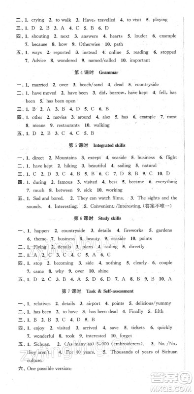 安徽人民出版社2022高效精练八年级英语下册译林牛津版答案