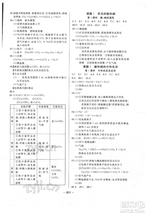 延边人民出版社2022试题优化课堂同步九年级下册化学人教版参考答案