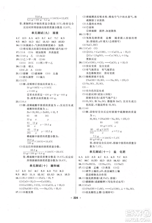 延边人民出版社2022试题优化课堂同步九年级下册化学人教版参考答案