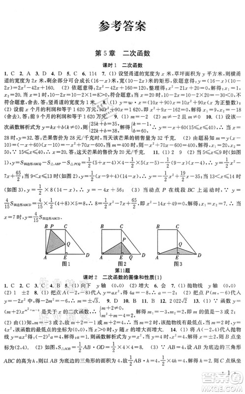 安徽人民出版社2022高效精练九年级数学下册苏科版答案