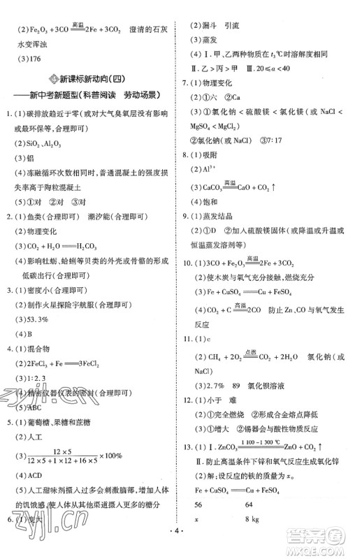 世界图书出版公司2022广东中考大考卷九年级化学通用版答案