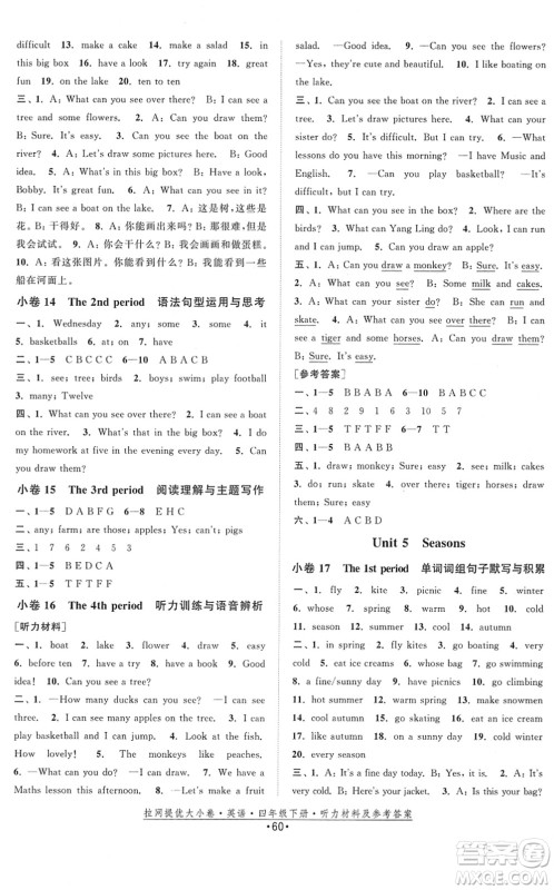 福建人民出版社2022拉网提优大小卷四年级英语下册YL译林版答案 福建人民出版社2022拉网提优大小卷四年级英语下册YL译林版答案