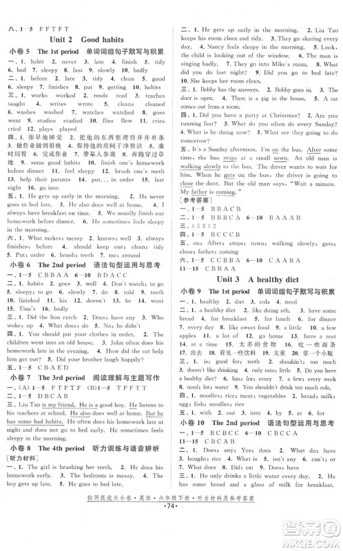 福建人民出版社2022拉网提优大小卷六年级英语下册YL译林版答案 福建人民出版社2022拉网提优大小卷六年级英语下册YL译林版答案