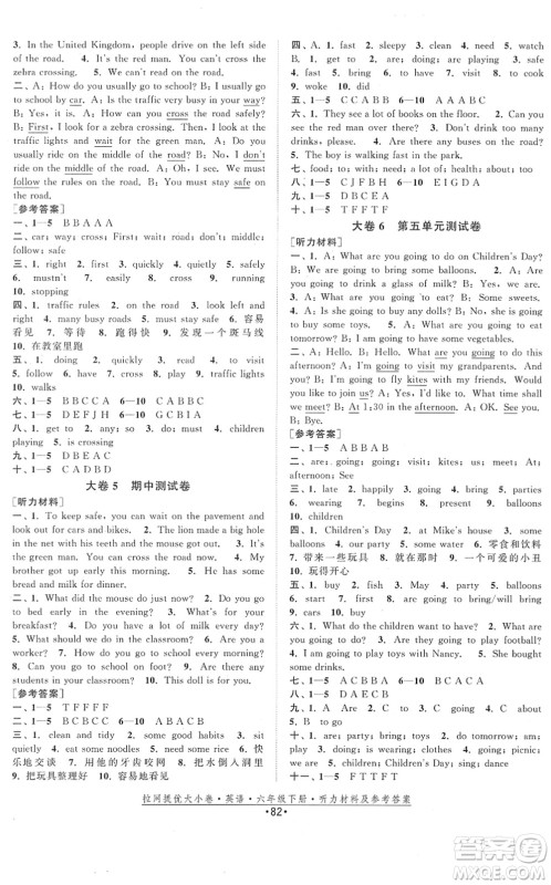 福建人民出版社2022拉网提优大小卷六年级英语下册YL译林版答案 福建人民出版社2022拉网提优大小卷六年级英语下册YL译林版答案