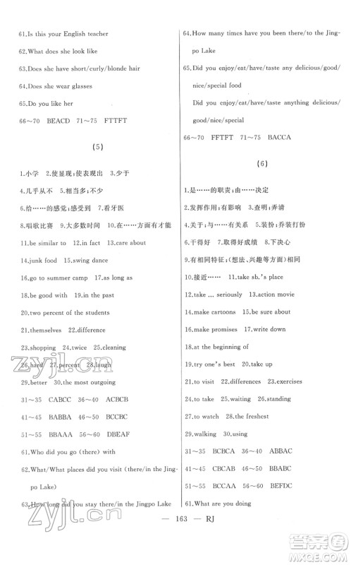 延边人民出版社2022总复习测试一轮高效复习用书九年级英语人教版答案