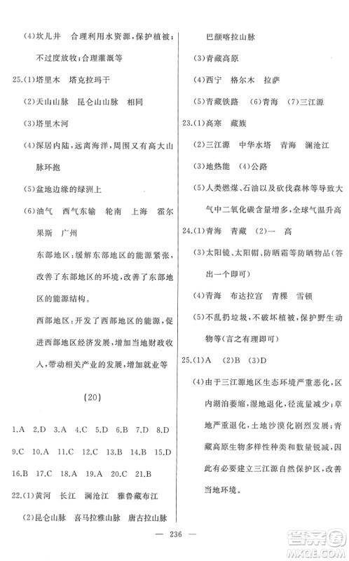 湖南地图出版社2022总复习测试一轮高效复习用书九年级地理人教版答案