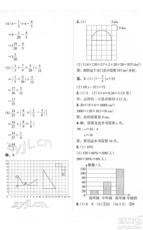 广东人民出版社2022名校冲刺小升初模拟试卷六年级数学人教版答案 广东人民出版社2022名校冲刺小升初模拟试卷六年级数学人教版答案