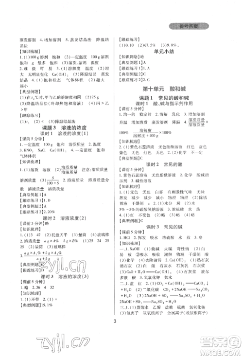 四川教育出版社2022新课程实践与探究丛书九年级下册化学人教版参考答案