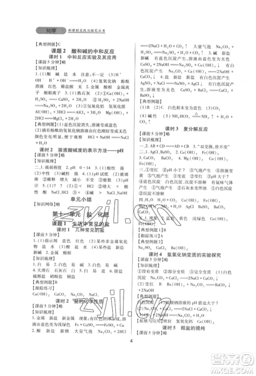 四川教育出版社2022新课程实践与探究丛书九年级下册化学人教版参考答案