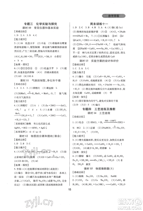 四川教育出版社2022新课程实践与探究丛书九年级下册化学人教版参考答案
