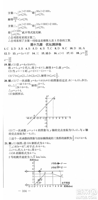 吉林教育出版社2022创新思维全程备考金题一卷通八年级数学下册RJ人教版答案