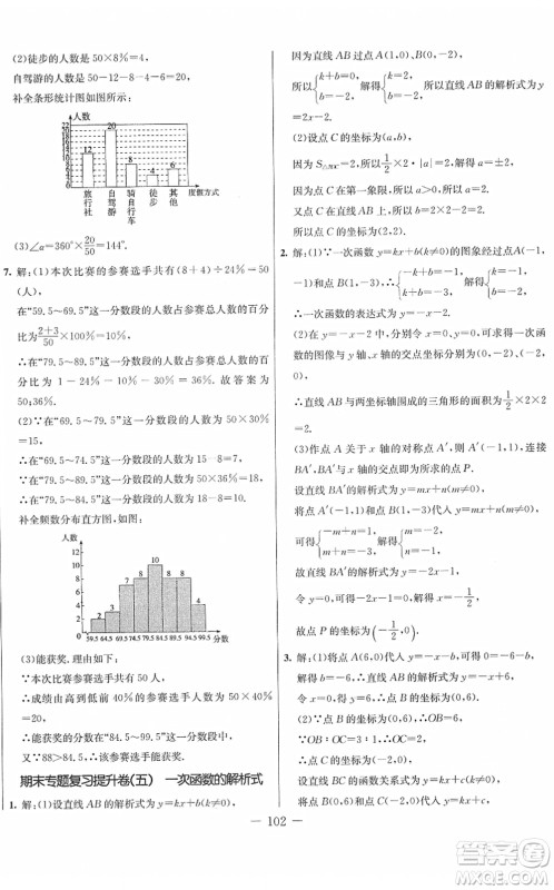 吉林教育出版社2022创新思维全程备考金题一卷通八年级数学下册JJ冀教版答案