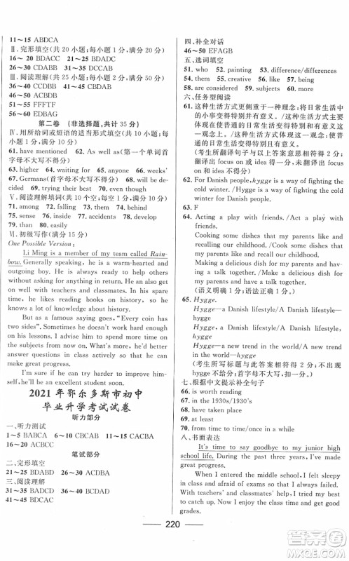 河北少年儿童出版社2022夺冠百分百内蒙古中考试题调研九年级英语人教版答案 河北少年儿童出版社2022夺冠百分百内蒙古中考试题调研九年级英语人教版答案