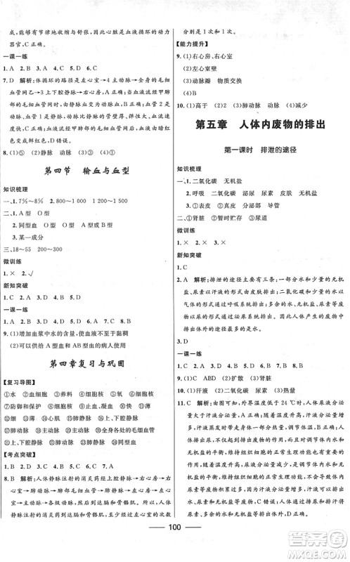 河北少年儿童出版社2022夺冠百分百新导学课时练七年级生物下册人教版云南专版答案 河北少年儿童出版社2022夺冠百分百新导学课时练七年级生物下册人教版云南专版答案