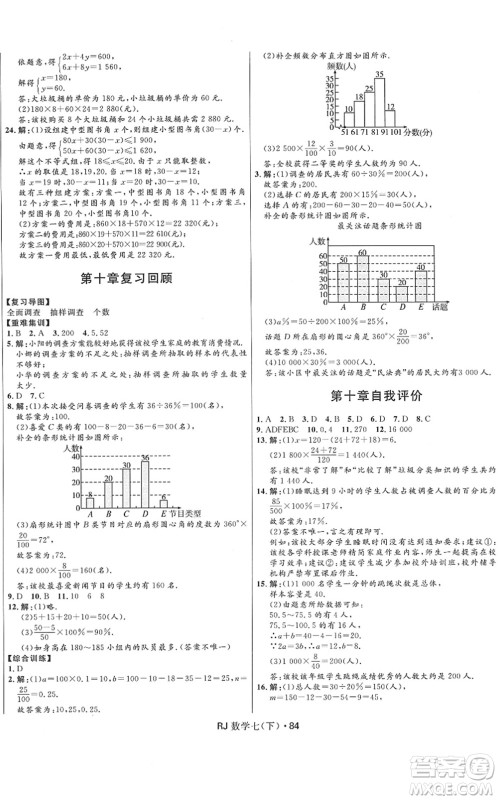 河北少年儿童出版社2022夺冠百分百初中优化测试卷七年级数学下册RJ人教版答案