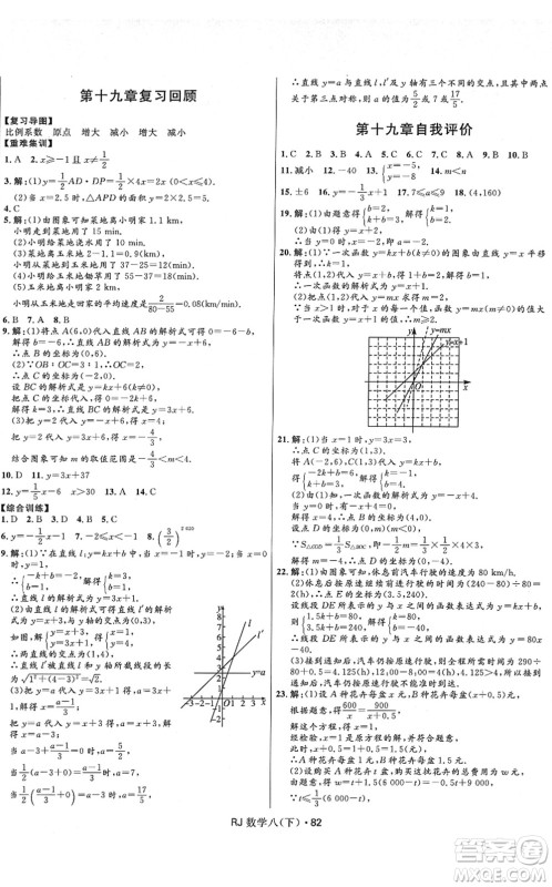 河北少年儿童出版社2022夺冠百分百初中优化测试卷八年级数学下册RJ人教版答案