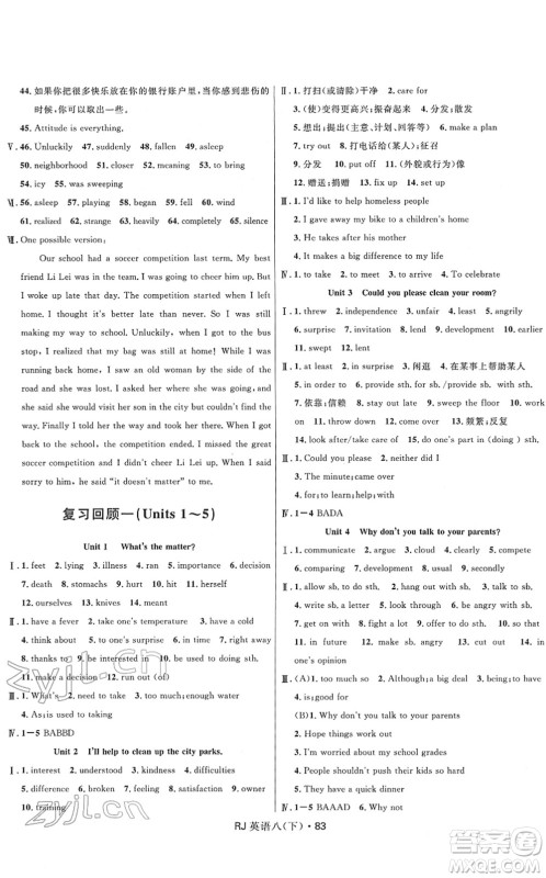 河北少年儿童出版社2022夺冠百分百初中优化测试卷八年级英语下册RJ人教版答案 河北少年儿童出版社2022夺冠百分百初中优化测试卷八年级英语下册RJ人教版答案