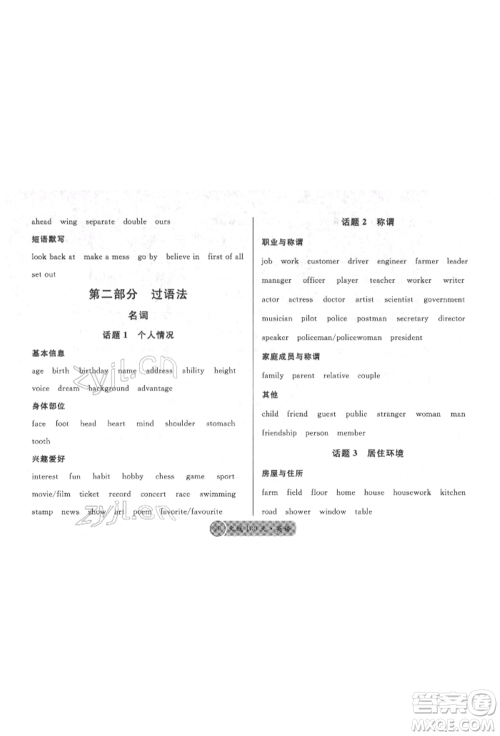 广东经济出版社2022火线100天必背熟读本英语通用版德阳专版参考答案 广东经济出版社2022火线100天必背熟读本英语通用版德阳专版参考答案