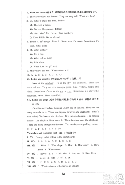华东师范大学出版社2022上海名校名卷三年级下册英语牛津版参考答案