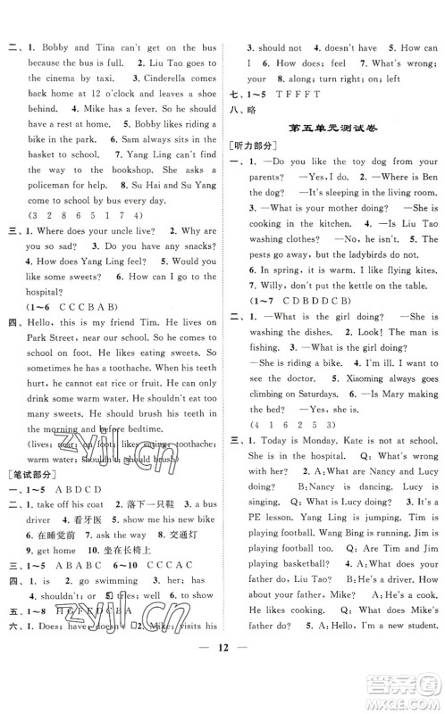 江苏凤凰美术出版社2022随堂练1+2五年级英语下册江苏版答案 江苏凤凰美术出版社2022随堂练1+2五年级英语下册江苏版答案
