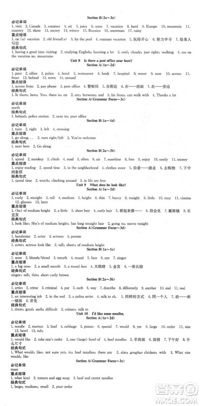 合肥工业大学出版社2022七天学案学练考七年级英语下册RJ人教版答案