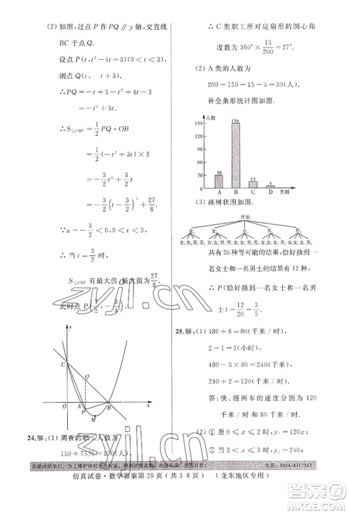 延边人民出版社2022仿真试卷数学通用版龙东地区专版参考答案