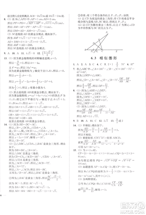 延边大学出版社2022学霸作业本九年级下册数学苏科版参考答案