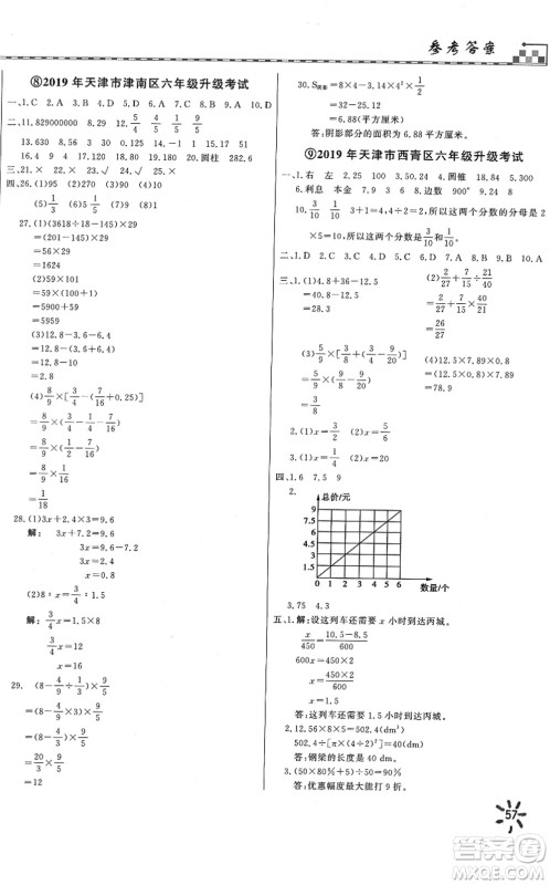 天津人民出版社2022一飞冲天小升初真题精选六年级数学人教版答案 天津人民出版社2022一飞冲天小升初真题精选六年级数学人教版答案