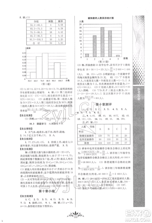 南京师范大学出版社2022新课程自主学习与测评七年级下册数学人教版参考答案 南京师范大学出版社2022新课程自主学习与测评七年级下册数学人教版参考答案