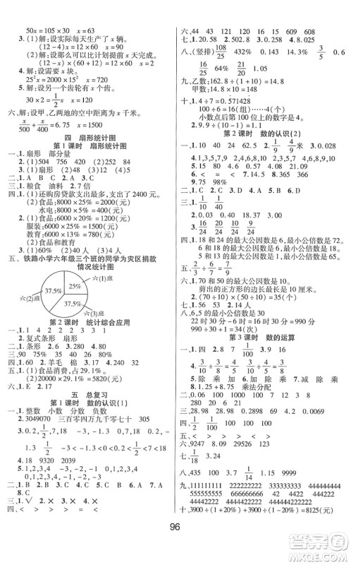 吉林教育出版社2022优佳随堂练六年级数学下册XS西师版答案