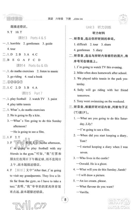 江西人民出版社2022王朝霞德才兼备作业创新设计六年级英语下册剑桥版答案 江西人民出版社2022王朝霞德才兼备作业创新设计六年级英语下册剑桥版答案