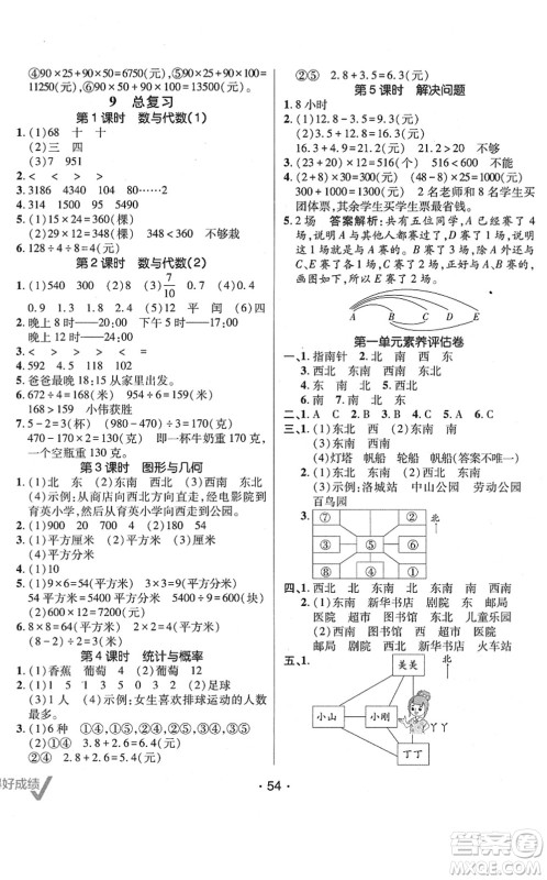 新疆青少年出版社2022同行课课100分过关作业三年级数学下册RJ人教版答案