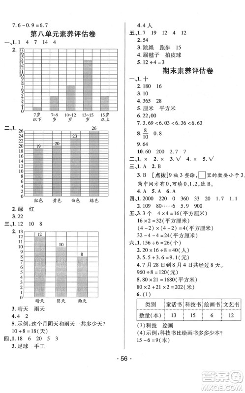 新疆青少年出版社2022同行课课100分过关作业三年级数学下册QD青岛版答案