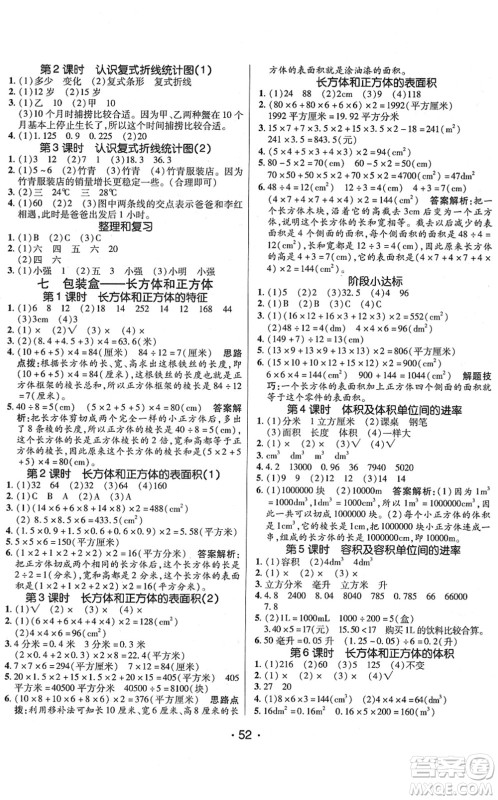 新疆青少年出版社2022同行课课100分过关作业五年级数学下册QD青岛版答案