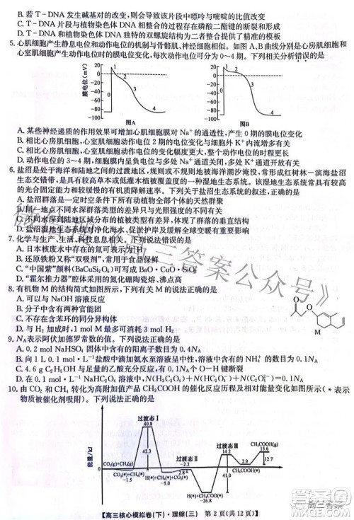 九师联盟2021-2022学年高三核心模拟卷下三理科综合试题及答案