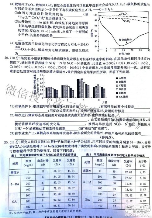 九师联盟2021-2022学年高三核心模拟卷下三理科综合试题及答案