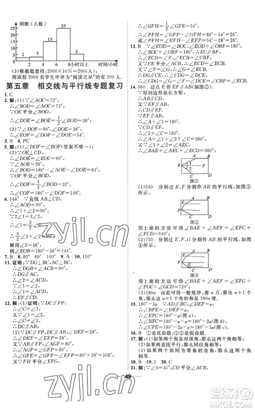 天津人民出版社2022一飞冲天小复习七年级数学下册人教版答案