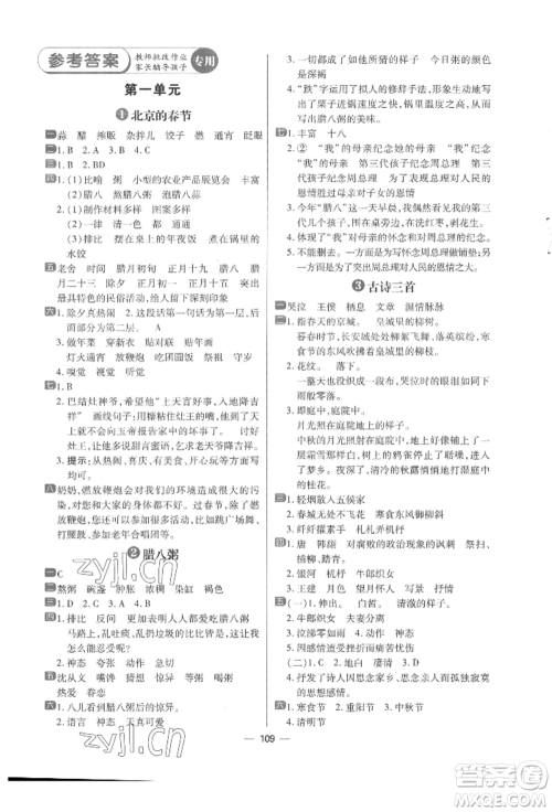 南方出版社2022练出好成绩六年级下册语文人教版参考答案