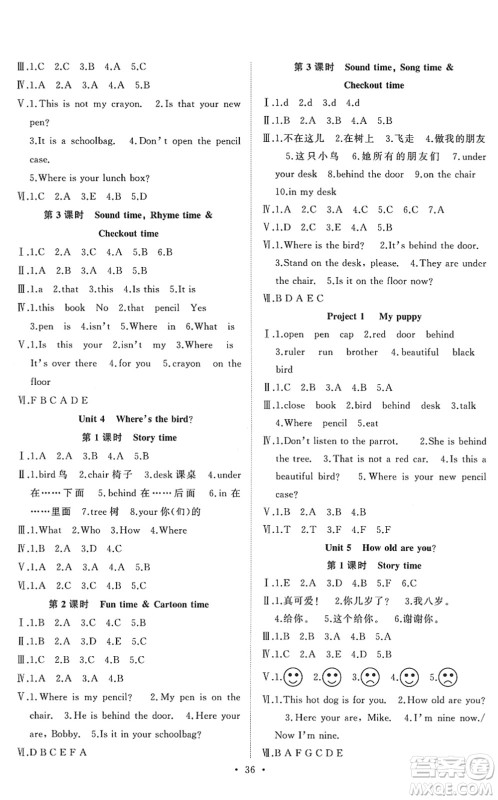 合肥工业大学出版社2022全频道课时作业三年级英语下册YL译林版答案