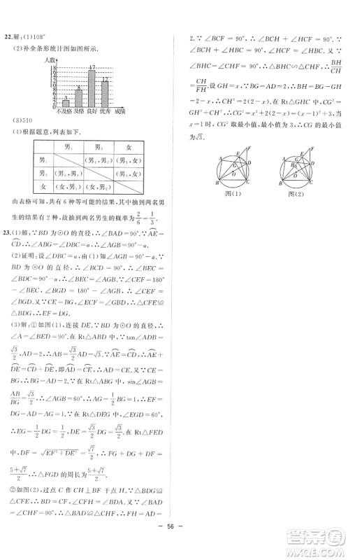 合肥工业大学出版社2022全频道课时作业九年级数学下册HK沪科版答案