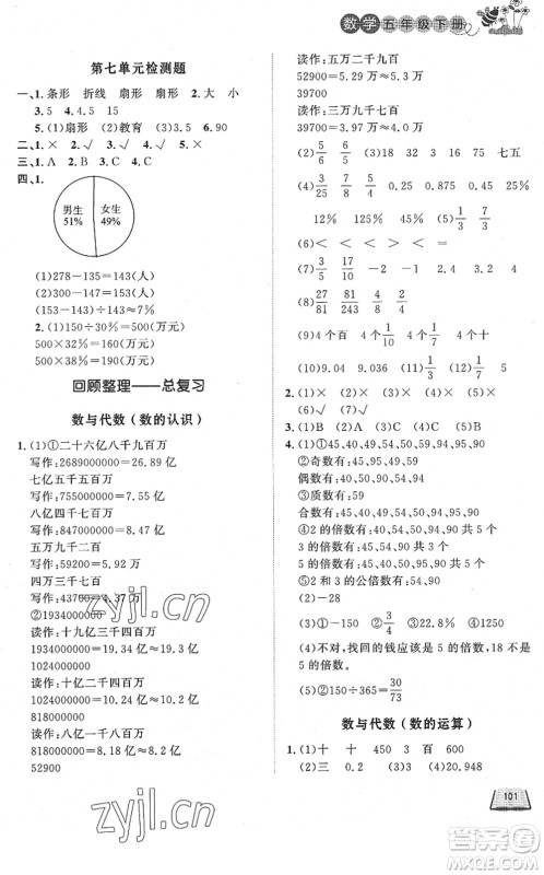 济南出版社2022小学课外作业五年级数学下册青岛版DY东营专版答案 济南出版社2022小学课外作业五年级数学下册青岛版DY东营专版答案