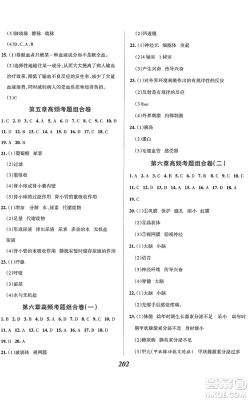 河北美术出版社2022全优课堂考点集训与满分备考七年级生物下册人教版答案 河北美术出版社2022全优课堂考点集训与满分备考七年级生物下册人教版答案