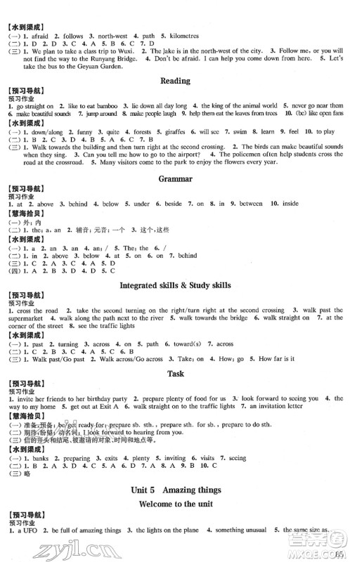 江苏凤凰教育出版社2022凤凰数字化导学稿七年级英语下册译林版答案