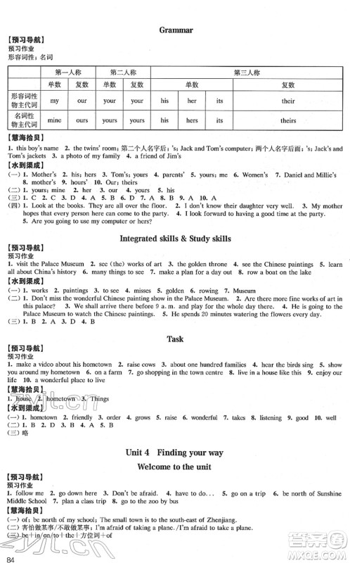 江苏凤凰教育出版社2022凤凰数字化导学稿七年级英语下册译林版答案