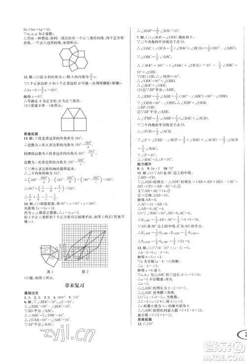 南方出版社2022全解全习七年级下册数学华师大版参考答案