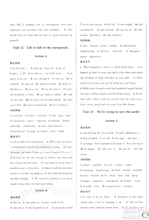 南方出版社2022全解全习九年级下册英语人教版参考答案 南方出版社2022全解全习九年级下册英语人教版参考答案